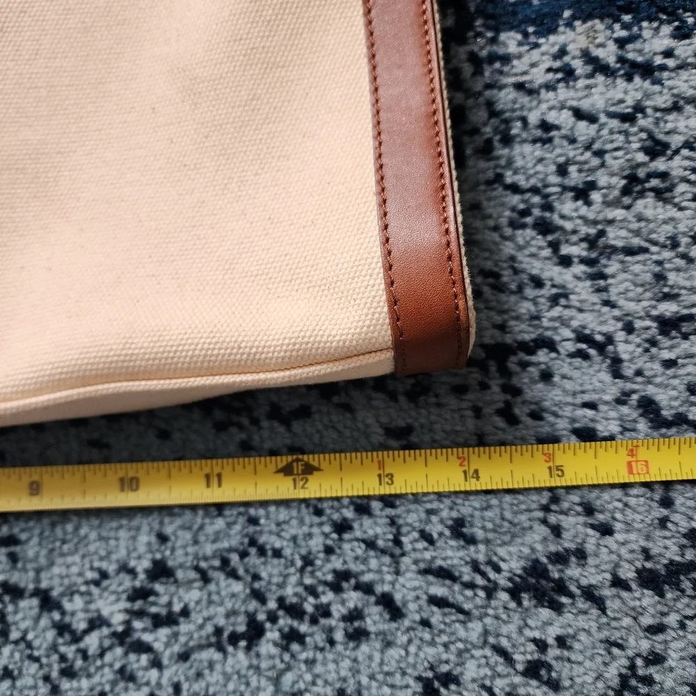 RALPH LAUREN Vintage Cream Canvas and Leather Tote Satchel Bag